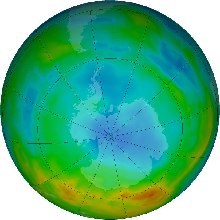 Antarctic ozone map for 20 July 2014